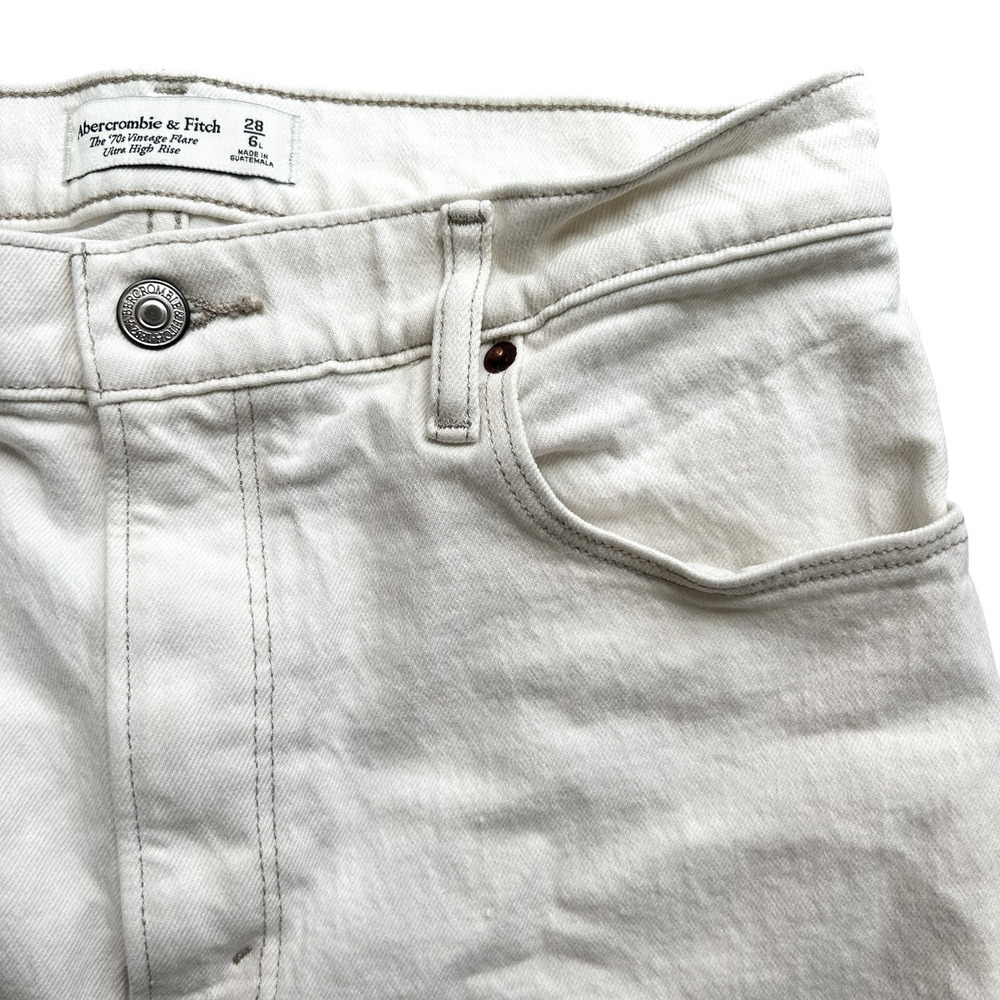 Abercrombie & Fitch Jeans 28 / 6L Ivory 70s Vintage Flare Ultra‎ High Rise (13) - Picture 3 of 11